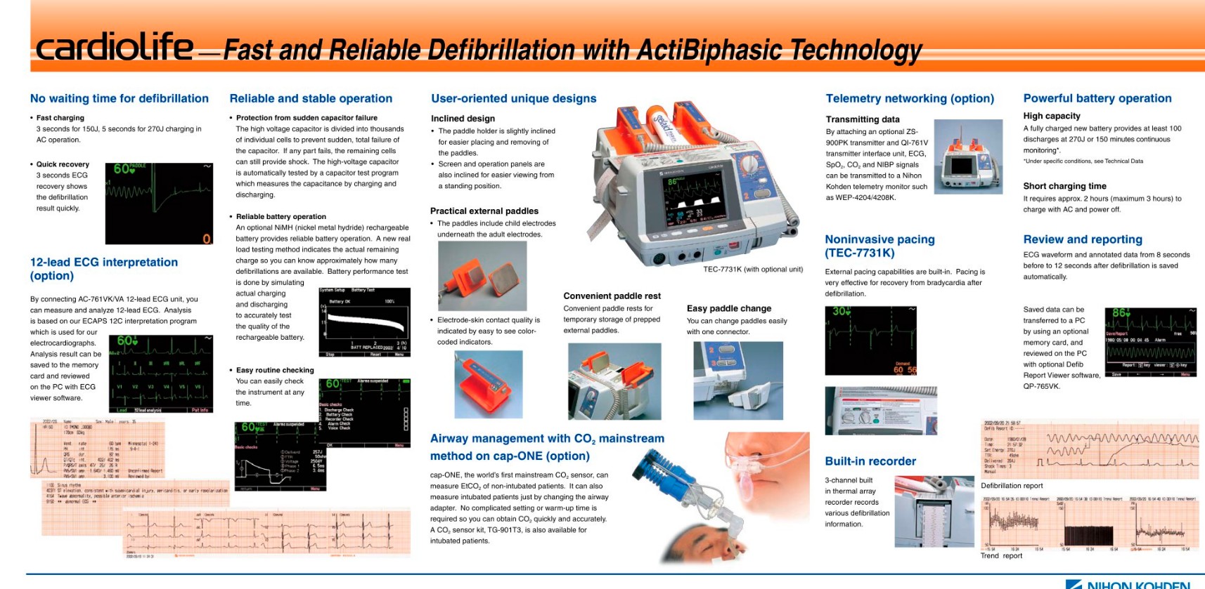 NIHON KODEN cardiolife TEC-7731K Defibrillator